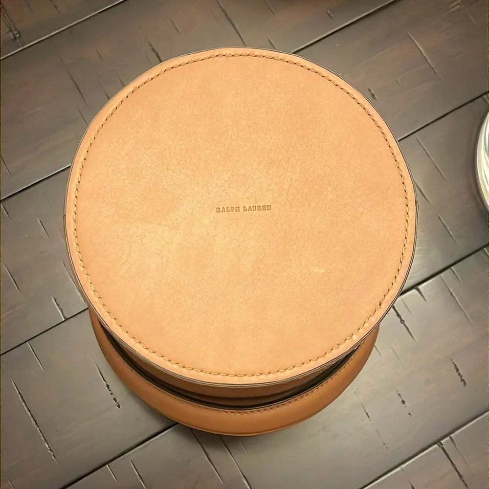 Ralph Lauren Cantwell Saddle Leather Ice Bucket new